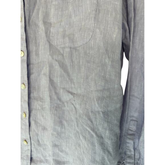 J. Jill Love Linen Purple Lagenlook Coastal Long Sleeve Blouse Size Large Petite - Picture 5 of 11